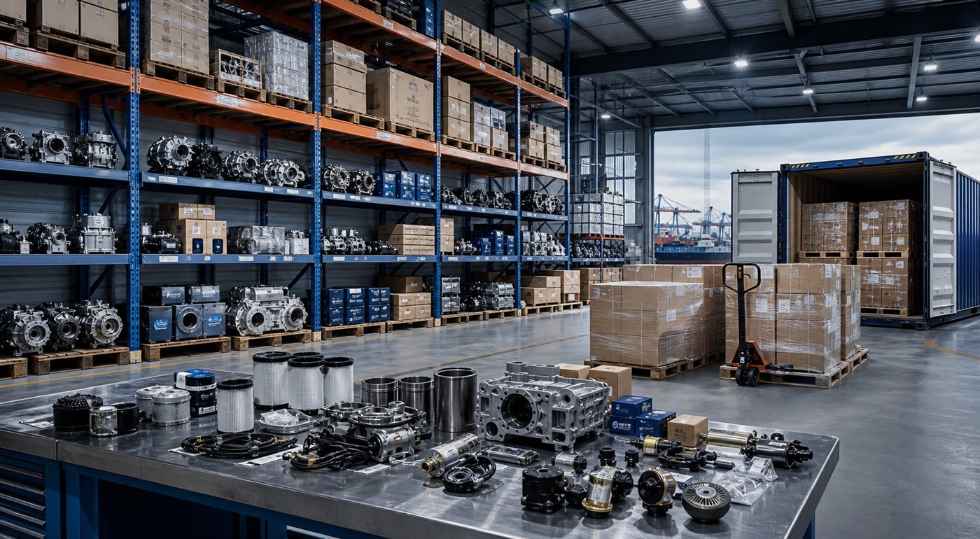 Truck parts warehouse shelves